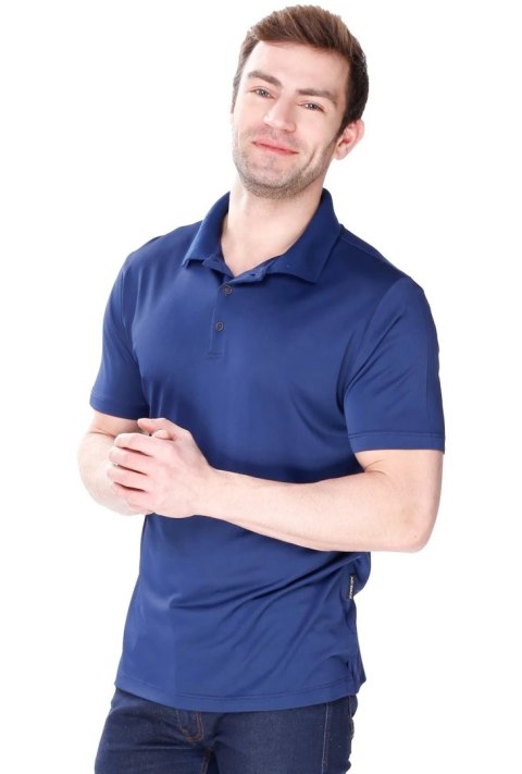 Elegancka Koszulka męska Polo z kołnierzykiem : Kolor - Granatowy, Rozmiar - L Elegancka Koszulka męska Polo z kołnierzykiem : Kolor - Granatowy, Rozmiar - L