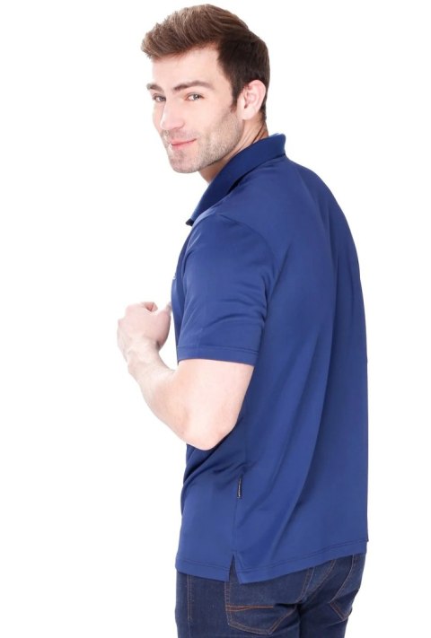Elegancka Koszulka męska Polo z kołnierzykiem : Kolor - Granatowy, Rozmiar - L Elegancka Koszulka męska Polo z kołnierzykiem : Kolor - Granatowy, Rozmiar - L