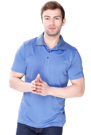Elegancka Koszulka męska Polo z kołnierzykiem : Kolor - Jeans, Rozmiar - M