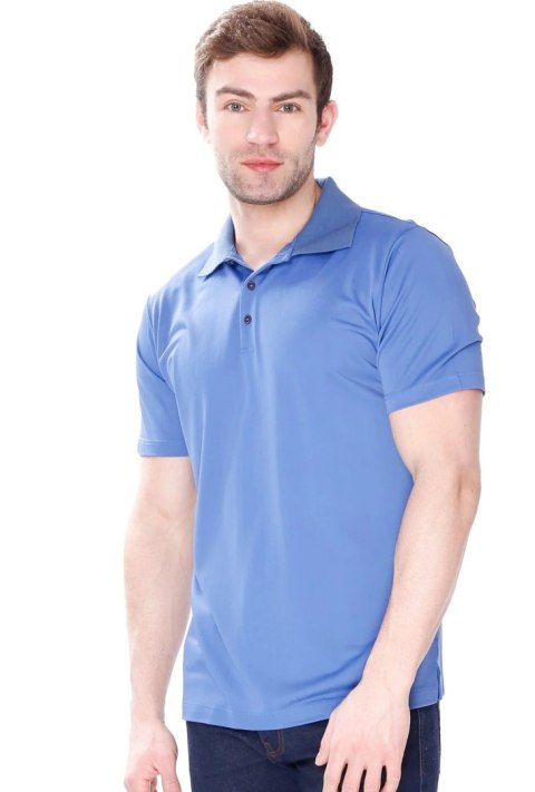 Elegancka Koszulka męska Polo z kołnierzykiem : Kolor - Jeans, Rozmiar - M Elegancka Koszulka męska Polo z kołnierzykiem : Kolor - Jeans, Rozmiar - M
