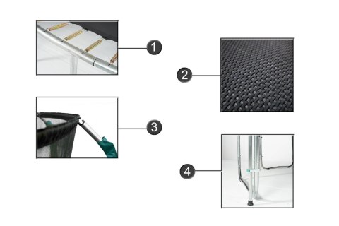 Trampolina Ogrodowa Jumpi 374cm/12FT Maxy Comfort Plus Fioletowa Z Wewnętrzną Siatką