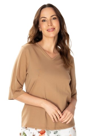 Elegancka bluzka piżamowa Marcella : Kolor - Beżowy, Rozmiar - 38