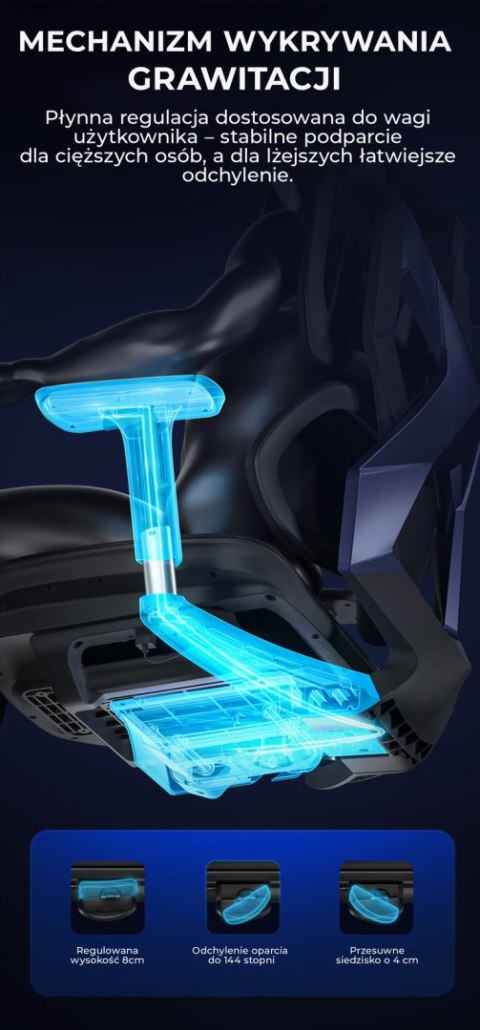 Fotel ergonomiczny gamingowy Angel Furia PRO z podnóżkiem