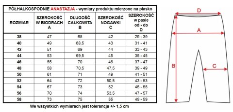 Półhalkospodnie damskie Anastazja szeroka nogawka : Kolor - Beżowy, Rozmiar - 60 Półhalkospodnie damskie Anastazja szeroka nogawka : Kolor - Beżowy, Rozmiar - 60