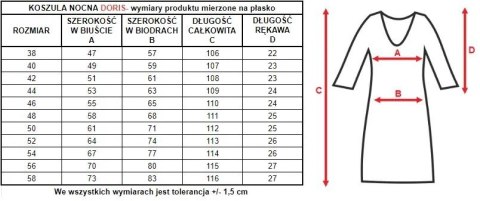 Koszula nocna Doris damska z krótkim rękawkiem : Kolor - Granatowy, Rozmiar - 58 Koszula nocna Doris damska z krótkim rękawkiem : Kolor - Granatowy, Rozmiar - 58
