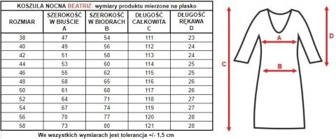Koszula nocna damska Beatriz za kolano : Kolor - Turkusowy, Rozmiar - 52 Koszula nocna damska Beatriz za kolano : Kolor - Turkusowy, Rozmiar - 52