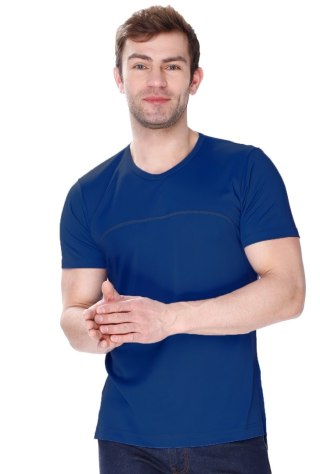 Koszulka męska James z jedwabiu wiskozowego : Kolor - Granatowy, Rozmiar - 54/XL